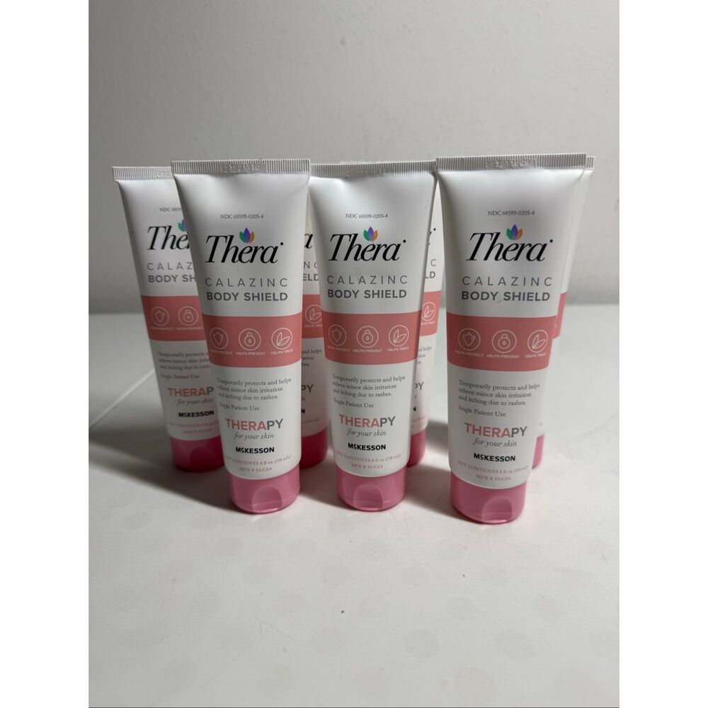 Lot of 7 Thera Calazinc Body Shield Skin Protectant Cream 4 oz Each McKesson NEW